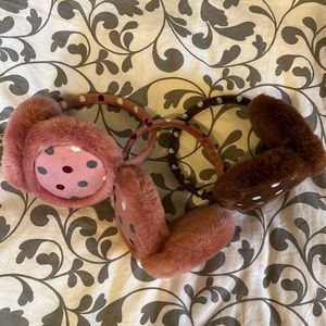 THREE pairs fuzzy Ear Muffs | Pink | Brown